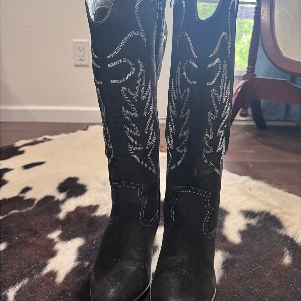 Black Western-Style Women's Boots Extra Wide Calf